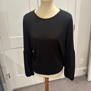 Pebble and Stone Black Long Sleeve Boxy Blouse